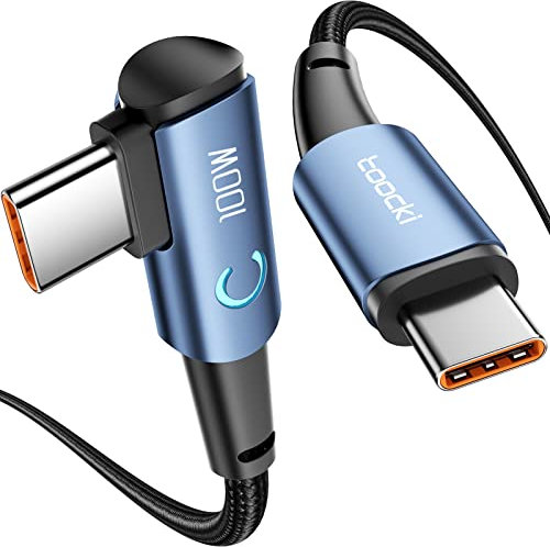 Fast Charging 100W USB C to USB C Cable, 6.6ft Right Angle Type C to Type C PD 5A Charger Cable for Samsung Galaxy, MacBook Pro - 1 Pack