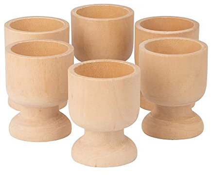 Ideen mit Herz Eierbecher aus Holz | DIY Eier-Becher | ideal zum Bemalen | Ostern | Geschenk | 5 cm hoch, Ø 3,8 cm | 6 Stück