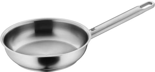 WMF Ultimate Servier-/ Bratpfanne 20 cm Edelstahlpfanne unbeschichtet, flach, ebener Boden, Induktion, Cromargan Edelstahl poliert, backofenfest, spülmaschinengeeignet