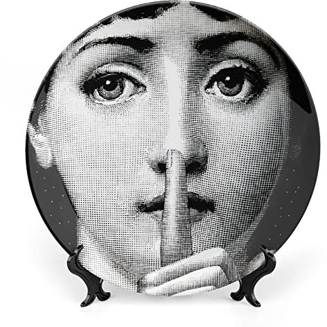 Lina Cavalieri - Piatto decorativo Fornase, da appendere alla parete, con staffa e speciale gancio a molla, stile 24,9 cm