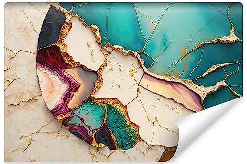 Muralo Fototapete Selbstklebend 3D, Marmoroptik, Kunstdruck - 360x240 cm | Beeindruckendes 3D-Design, hochauflösender Druck - ideal für Wohnzimmer und Schlafzimmer, Ein außergewöhnliches Raumerlebnis