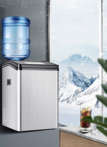 Commercial Household Ice Making Machine, 55KG Countertop Automatic Electric Ice Maker For Shop Bar Table Water injection Tap/Bottled water