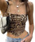 Rückenfreies Top, Leoparden-Bandana, Y2K, bauchfreies Oberteil für Damen, trendiges überkreuztes Träger-Mieder, Leopard, Mittel
