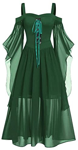 Robe de Soiree Femme Mi Longue Tulle Cordon Fluide Large Plein Air Vêtement Sexy Tenue Vintage Confortable Veste Femme Printemps Chic Et Glamour Marque Automne Robe Vert 3XL