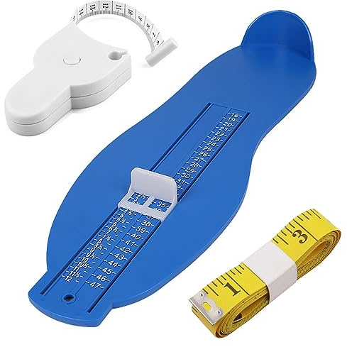 Fußmessgerät, Professionelles Fußgrößenmessgerät mit weichem Maßband (300 cm) für Kinder und Erwachsene, UK/EU-Standardschuhgrößer 18-47