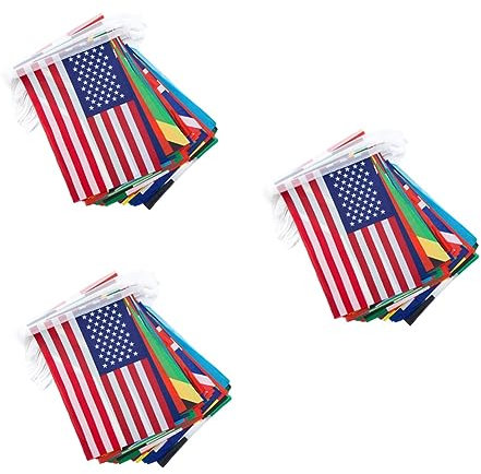 Sosoport 3 Sätze Nationalflaggenbanner Flaggen Der Welt Banner Mit Internationalen Flaggen Länderflaggen-Banner Länderbanner Der Welt Nationalflaggen-Banner Fußball String-Flag