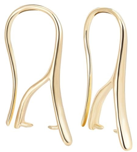 Beebeecraft 1 Box 30Pcs Earring Hooks with Pinch Bails 14K Gold Plated Brass French Ear Wires with Pendant Clasp for DIY Jewelry Earring Making Findings