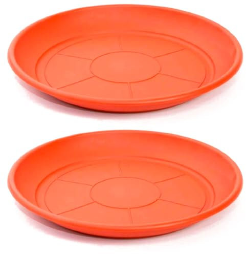 AC - Pack de 2 Platos para Maceta Mediterranea - Fabricado en Polipropileno - Ideal para el Hogar, Plantas, Jardín, Decoración. - Cuidado de Plantas - Forma Redonda - Ø 48,4 cm - Color Marrón
