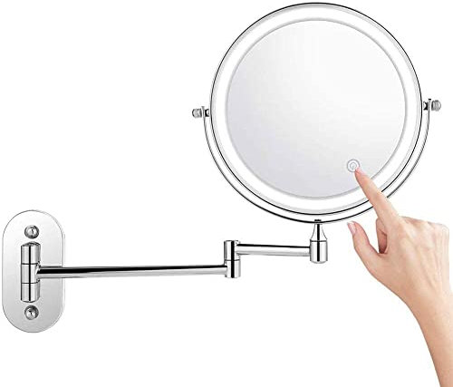 Make-up-Spiegel Badezimmer Rasierspiegel Wandmontage 8 Zoll zweiseitig 7-fache Vergrößerung LED-Touch-Dimmung 360 ° drehbar ausziehbar faltbar for Hotel-Waschtisch batteriebetrieben ( Color : 1x/X5 )