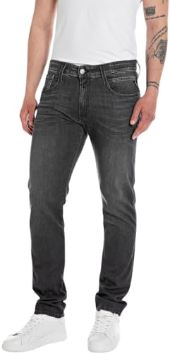 Replay Herren Jeans Anbass Slim-Fit mit Power Stretch, Grau (Dark Grey 097), 36W / 36L