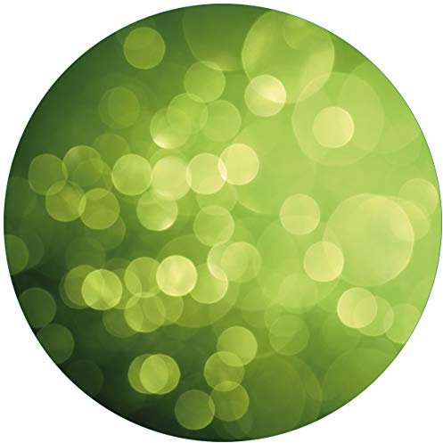 Wallario Glasbild rund Abstrakte grüne Kreise grüne Lichtpunkte - Rund, 50 cm Durchmesser Wandbild Glas in Premium-Qualität: Brillante Farben, freischwebende Optik