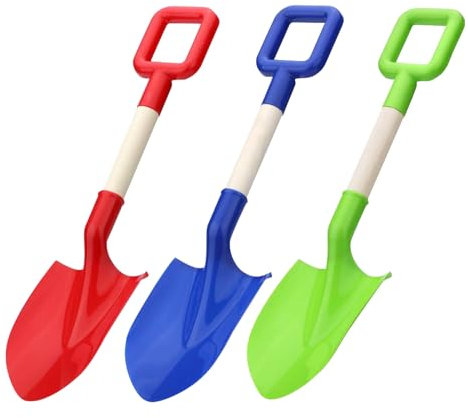 Satiskid 3 Pcs Beach Spades Sand Shovels for Kids 40cm Wooden Handled Beach Spades Kids Sand Snow Shovels Gardening Scoop Tool Sandbox Toys Beach Toys for Backyard Garden Sand Snow Summer Kids Adults