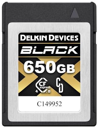Delkin Devices 650GB BLACK CFexpress 4.0 Type B Memory Card with pSLC Flash, up to 3530MB/s Read for Professional Video and Photography