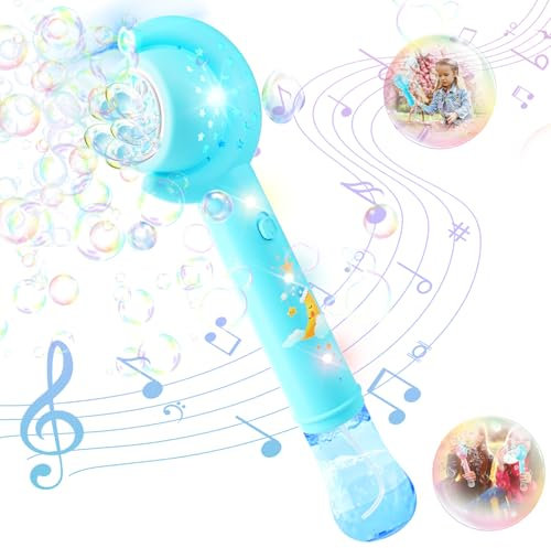 Mond Led Seifenblasenmaschine Kinder, Automatische Seifenblasenspielzeug 1000+ Seifenblasen/Min, Seifenblasenmaschine Gun, Seifenblasen Pistole Spielzeug Geschenk für Kinder Outdoor/Party/Hochzeit