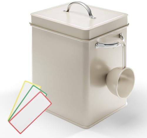 Björn&Schiller Caja de Almacenaje de Detergente en Polvo de 6,5 L, Caja de Metal para Detergente, Recipiente con Dosificador, Caja para Polvo de Lavavajillas