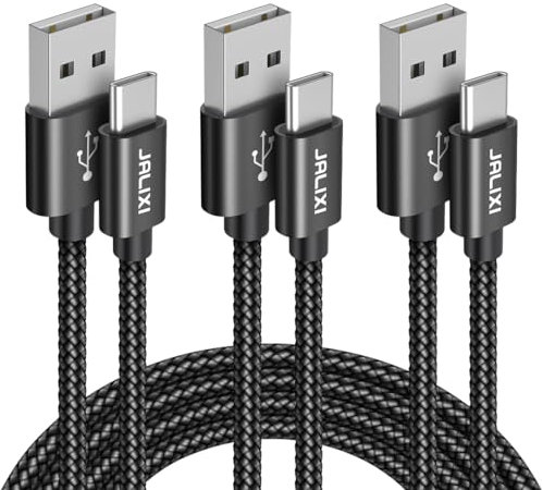 0.3M+1M+3M Cable USB C, Câble USB vers USBC Charge Rapide Nylon Tressé pour Samsung Galaxy S25 S24 A55 A16 A15 A06, Pixel, Noir