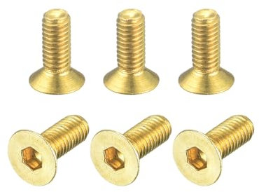 QUARKZMAN Vis à Tête Cylindrique à Embase Plate, M3-0.5 x 8mm, en Laiton, avec Entraînement Hexagonal Intérieur, Lot de 6 Pièces