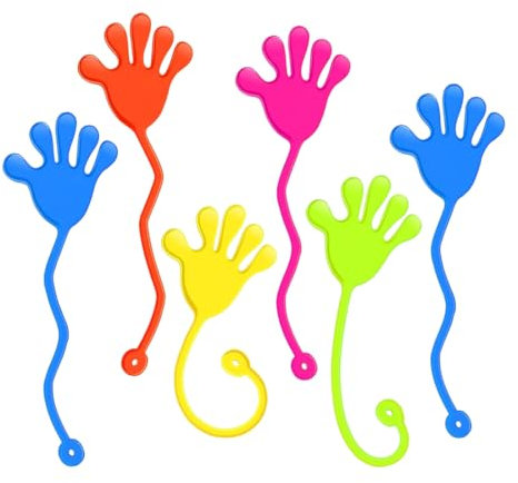 WUSJCOF 6 PCS Mains Collantes, Mains Collante Enfants, Jouets Extensibles Paumes Sticky Hands, Jouets Cadeaux d'anniversaire ou de Fête pour Garçons et Filles