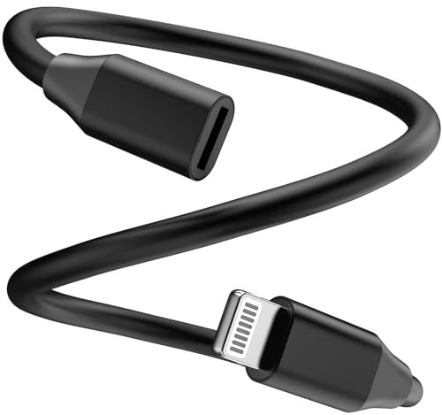 iPhone Charger Extender Cable 1Ft,[Apple MFi Certified] Lightning Male to Female Charge Cord Fast Charging Sync Data Cable Compatibility for iPhone 14 13 13 Pro Max 12 11 8 7 6 Connector Dongle Black