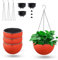 Lot de 3 grands pots de fleurs suspendus à arrosage automatique avec chaîne de trou de drainage pour la maison et le jardin (orange)