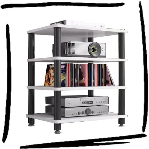 ILOOXI HiFi-Rack-AV-Regal Aus Holz & Stahl, 4-stufiger TV-Ständer, HiFi Regal, Audio Rack