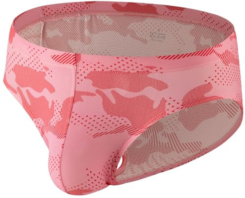 Summer Code Slip Hipster Uomo Mutande Micro Mesh Morbide e Traspiranti Male Briefs Underwear, Rosa, M