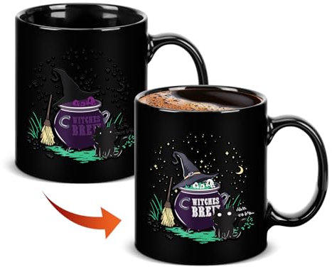 Merrwon Halloween Witches Brew Farbwechsel-Tasse – 325 ml hitzeempfindliche magische Tasse – Halloween-Geschenke und gruselige Teepausen