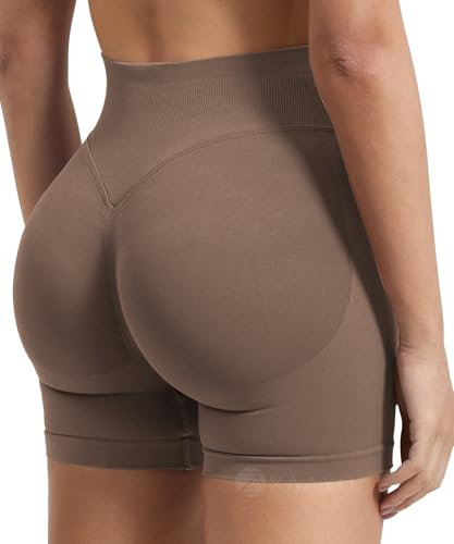 ZAAYO Damen Sport Shorts Hidden Scrunch Workout Auswirkungen Short 4.5 Scrunch Butt Lifting Gym Short Nahtlose Booty Biker Shorts