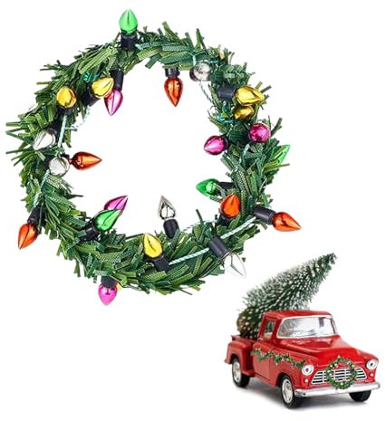 Miniatur Weihnachtskranz, Mini Weihnachtskranz, Mini Girlande Weihnachten, 30 cm, Weihnachtskranz Dekoration, Miniatur Deko Weihnachten für Weihnachtsbaum, Puppenhaus