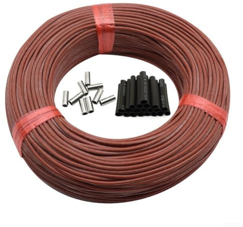 12K 33Ω Floor Heating Carbon Fiber Heating Cable, Indoor Floor Heating, Carbon Fiber Electric Heating Wire Floor Heating Fiber Silicone Rubber Wire Sheath(100M)