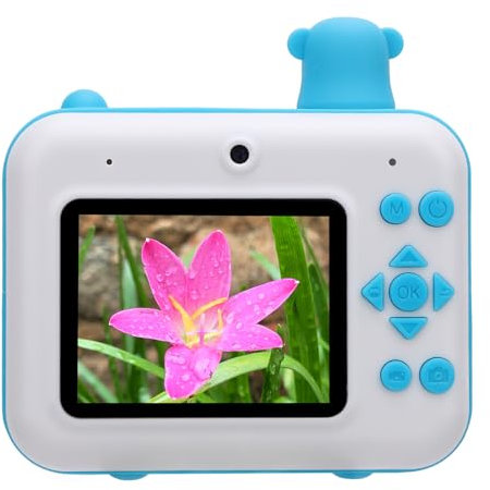 Instant Film Camera 8MP, 1080P Video Recorder, Selfie Mode, Burst Mode, Loop Playback, MP3 Player Camera, 2.4in Screen, Selfie Support, Type C, Ideal for Birthday, Festival (Sky