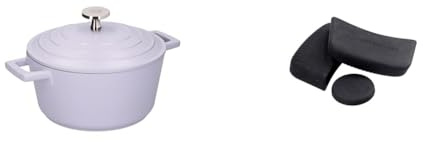 MasterClass 4L Lavender Casserole Dish with MasterClass Heat-Resistant Silicon Pan Handles and Lid Handle (3pc)