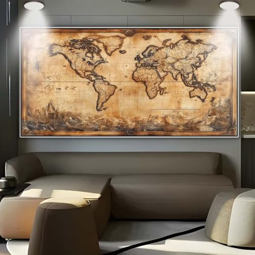 Diamond Painting Mappa del mondo Grandi Dimensioni 50x120cm Diamond Painting Kit Completo con Numeri passatempo per adulti mosaico Ricamo a Punto Croce per Decorazione da Parete di Casa Regali A1