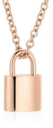 BIAIHQIE Padlock Cremation Jewelry Urn Necklaces for Ashes for Women Men Stainless Steel Padlock Urn Pendant Ash Holder-Rose Gold