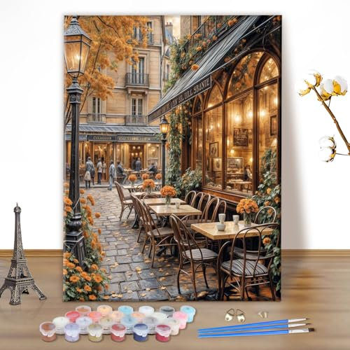 MEIYUDA Pintar por Numeros Adultos Encanto Europeo, Cuadros por Numeros Pigmento Acrílico, DIY Pintura por Numeros Kit Manualidades Adultos, Decoración para el Hogar Regalo de pared 40x50cm(sin marco)