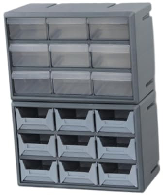 Sharplace 18 Drawers Parts Organizer Craft Cabinet Storage Multipurpose Screw Organizer Classification Box for Cables Fasteners Bolts, Gray