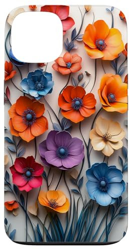 Hülle für iPhone 13 Wildblumen 3D Impasto Botanical Collage