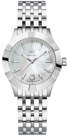 GLOCK Damen Quarz Uhr | 36mm Gehäuse | Armbanduhr mit Silbernem Edelstahlgehäuse | Perlmutt Zifferblatt | Silberem Gliederarmband | 10ATM | GW-31-3-18