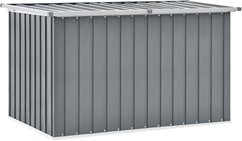 IKAYAAGartenbox wasserdicht XXL Metall Auflagenbox Kissenbox Werkzeugkasten Gerätebox Gartentruhe-Grau-149 x 99 x 93 cm