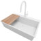 PRIMAGRAN Fregadero Granito Todo Blanco 78x50cm, Cocina 1 Seno + Grifo 40x20cm + Sifón + Tabla de cortar, Sobre encimera al mueble 80cm - Riga