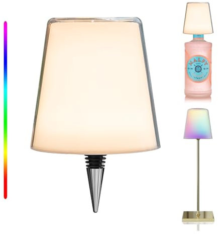Palmina lampada bottiglia ricaricabile,lampada da tavolo senza fili,Controllo Touch da 3 Modalita Temperatura di Colore, Dimmerabile, per Soggiorno, Camere da Letto