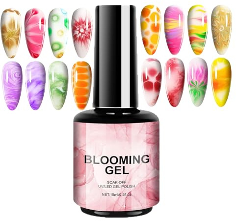 Clear Blooming Gel Nagellack, 15ML UV LED Spreading Nagellack Für Nageldesign, Blooming Gel UV 15ML 3D Lack Nail Glue Spider Nägel