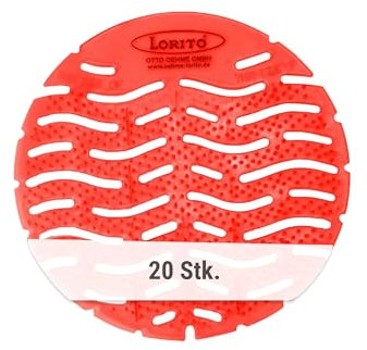 Lorito Urinalsieb mit Duft Tuttifrutti - 20 x Urinaleinlagen als Spritzschutz & Geruchsneutralisierer, Für langanhaltende Frische im WC und Pissoir, Hergestellt aus recycelten Materialien