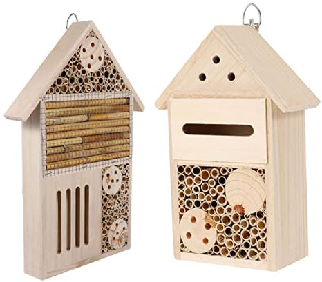 BCOATH 2Stücke Insektenhotel aus Holz für Bienenhaus zur Beobachtung von Insekten im Garten