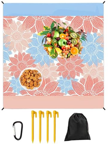 Generisch Beach Mat, Camping Mat, Outdoor Underlay, Sandproof Beach Blanket for Travel, Yoga, Park, Garden and Camping with Grass