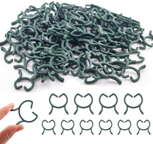 soitzhoc Plant clips, 100 pieces plant support clips, compact and reusable tomato clips garden clips for vegetables and fruits, ideal for gardening and professional plant care (Small)
