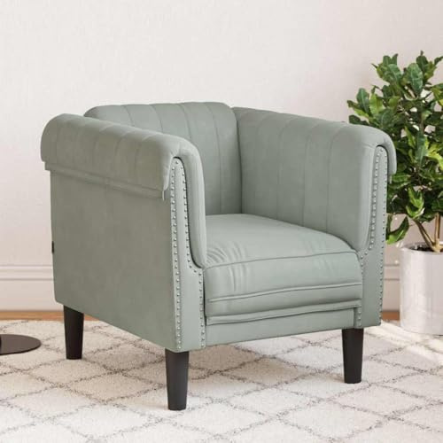 YuuSsea Sessel Hellgrau Samt, Bequemer Polstersessel mit Massivholzbeinen, 80x77x74 cm, Weich Gepolstert für Wohnzimmer, Schlafzimmer, Lounge, Max. Belastbarkeit 110 kg