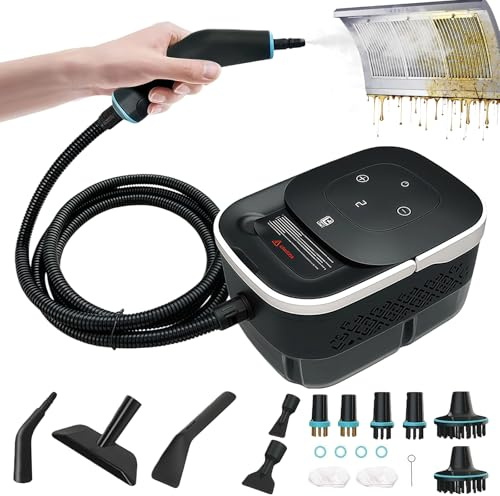 Pulitore a vapore ad alta pressione, 2500 W, pulitore a vapore portatile, pulitore a vapore a secco con serbatoio da 4 bar e 1250 ml, pulitore a vapore per tutto, cucina, bagno, auto, mobili