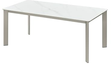 HIGOLD Bala Esstisch aus Sinterstein für 6-8 Esstisch für Esszimmer, Restaurant und Terrasse Kratzfest, hitzebeständig, Marmor-Optik Weiß