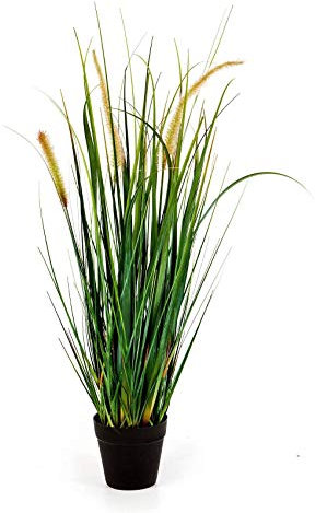 artplants.de Deko Fuchsschwanzgras FEHMI, 3 gelb - braunen Rispen, grün, 60cm - Künstliches Gras - Dekobündel